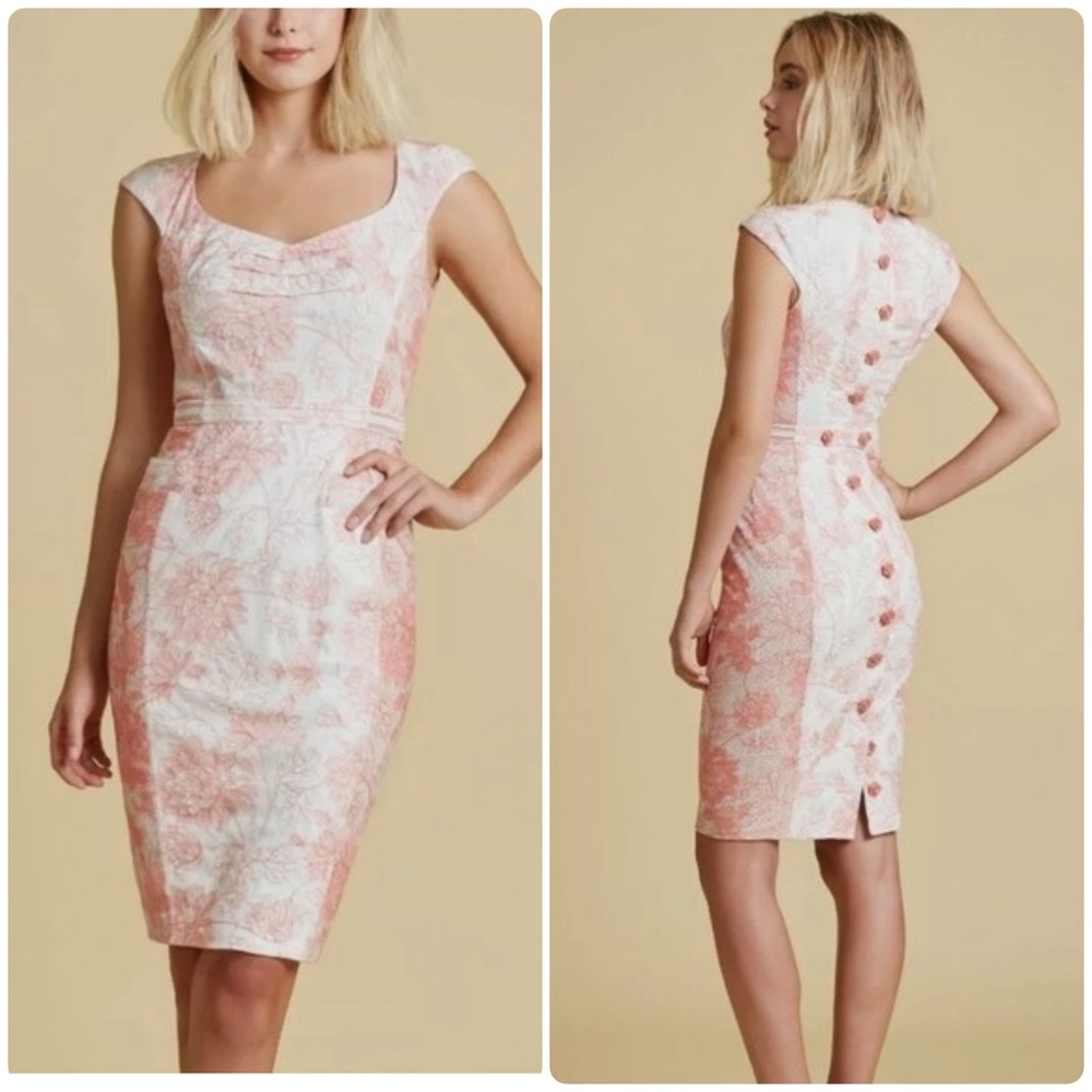 Byron Lars Coral Lace Button-Back Sheath Dress 2